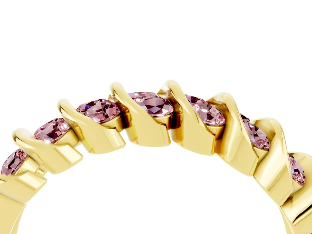 Channel Set Round Morganite Multi-Row Band Yellow gold