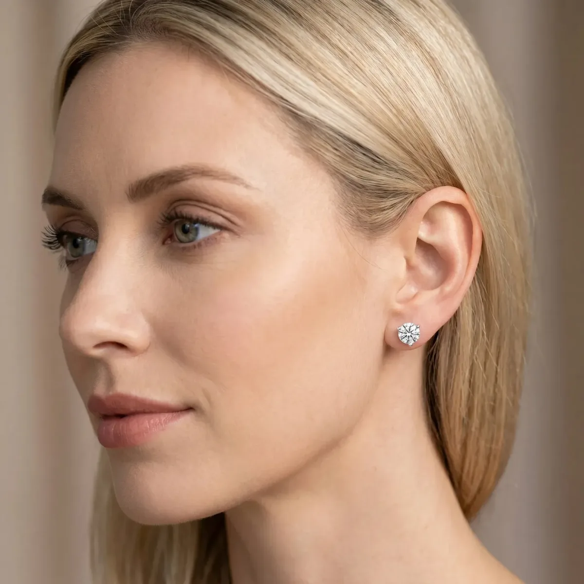 Round Brilliant Diamond Martini Stud Earrings Silver