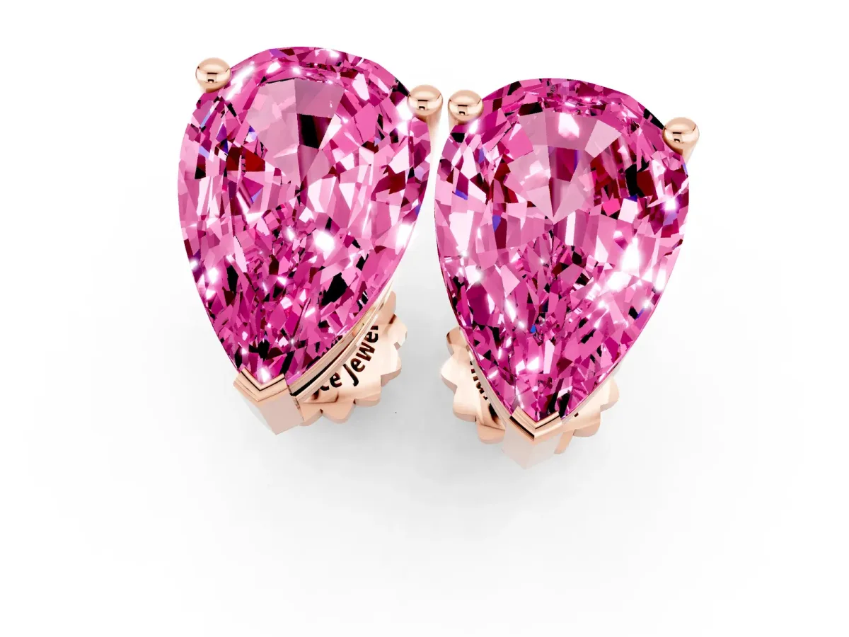 Pear Cut Pink Sapphire Stud Earrings Rose gold