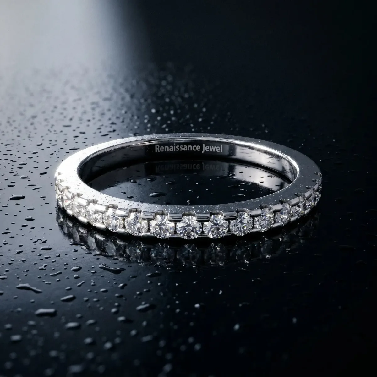 Round Diamond Pavé Set Eternity Band with Micro Prong Setting Silver