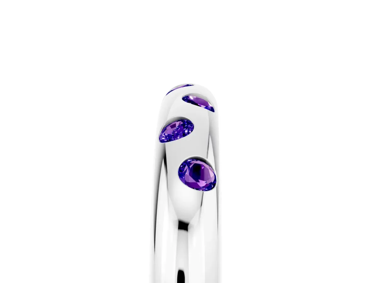 Round Tanzanite Flush-Set Comfort Fit Band Platinum