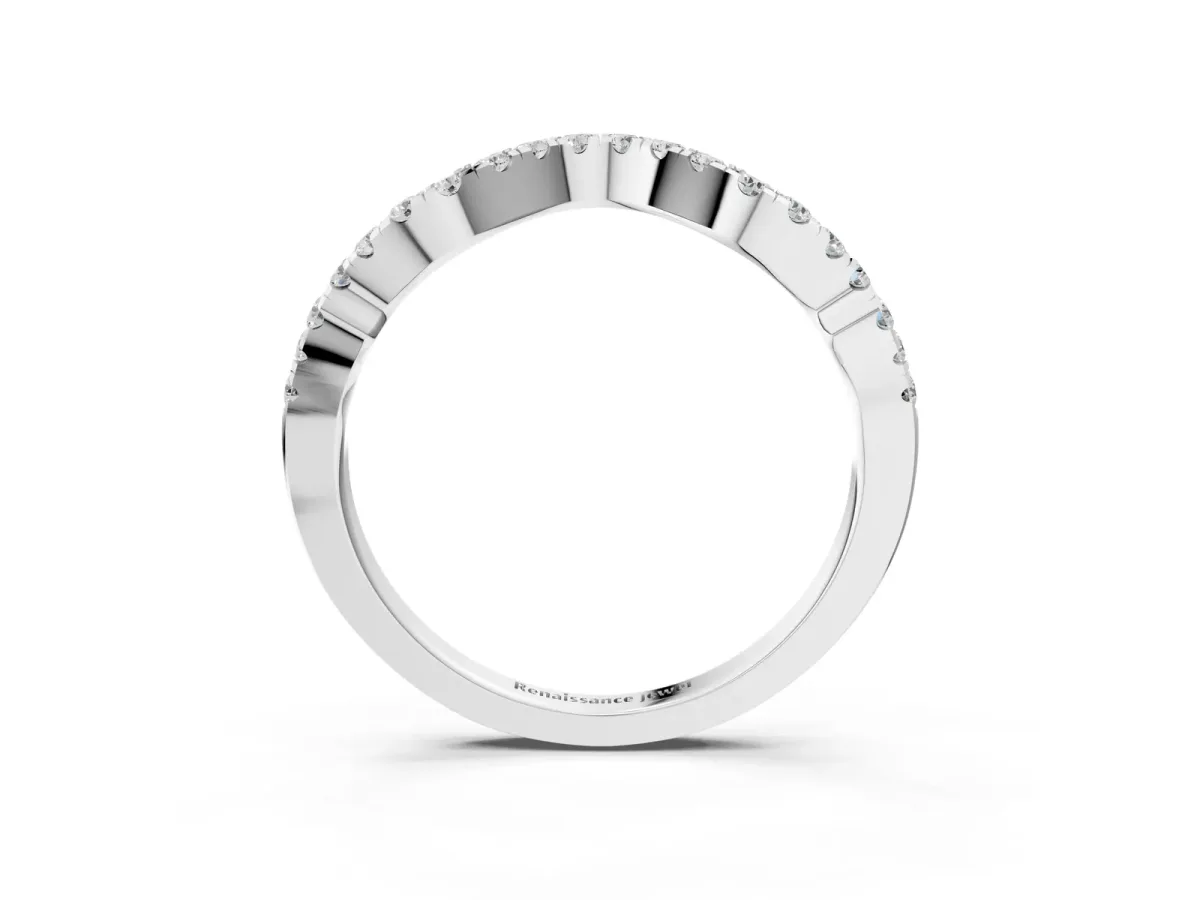 Curved Pavé Round Diamond Eternity Band with U-Prong Setting Silver