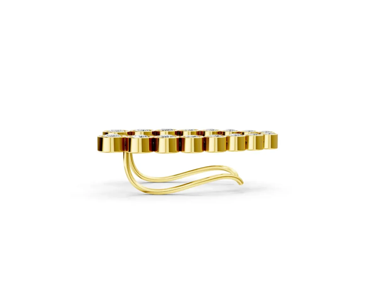 Bezel-Set Round Diamond Climber Earrings Yellow gold