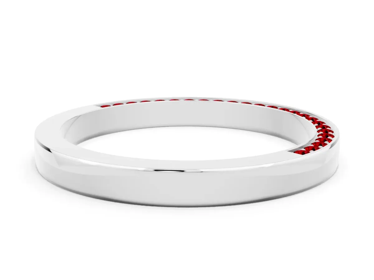 Pavé Round Ruby Channel Set Band Silver