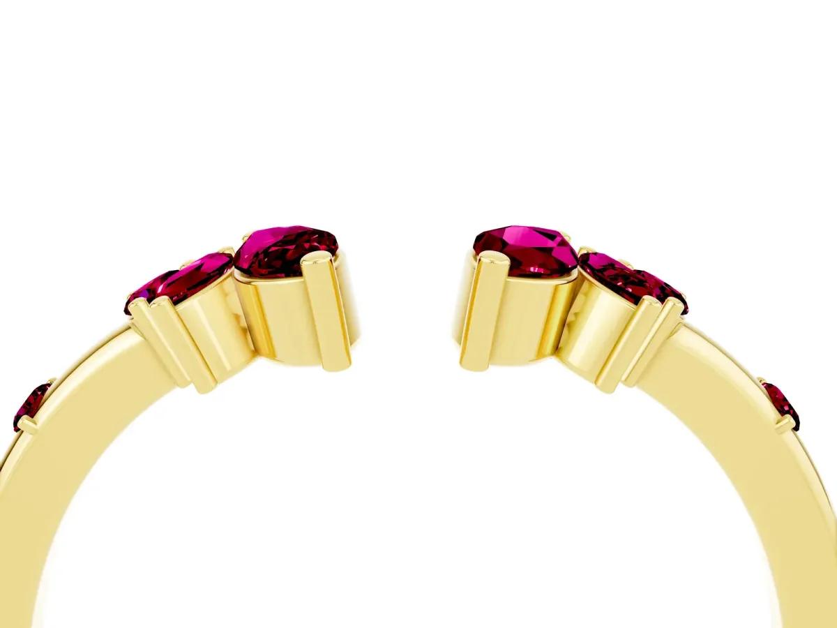 Open Marquise Cluster Garnet Band with Prong Setting Yellow gold