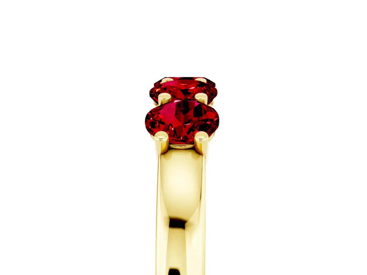 Four-Stone Round Ruby Prong-Set Band Yellow gold