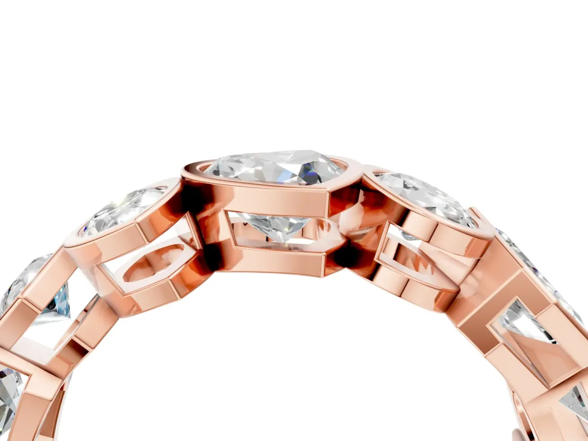 Mixed Shape Diamond Bezel Set Eternity Wedding Band Rose gold