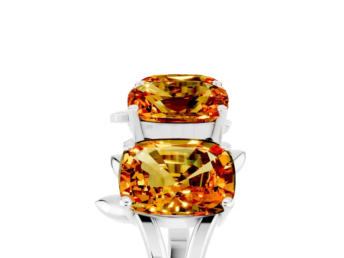Emerald Cut Citrine Prong-Set Half Eternity Band White gold