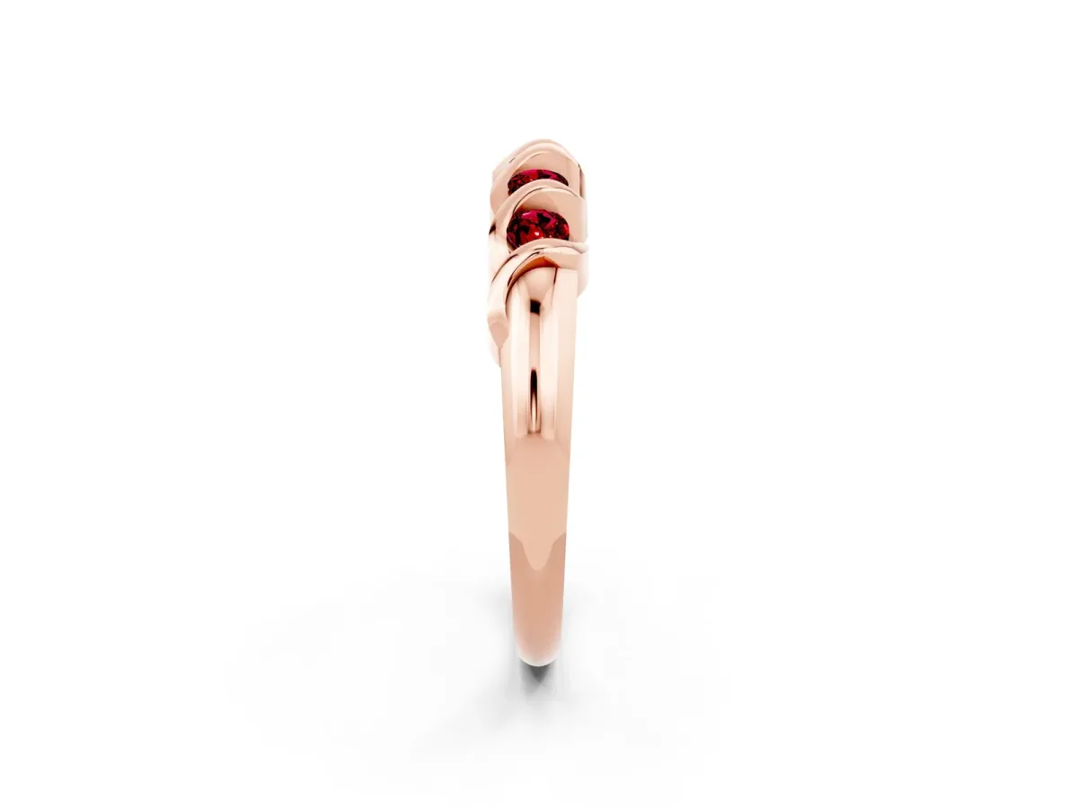 Round Ruby Eternity Band with Twist Prong Setting Rose gold