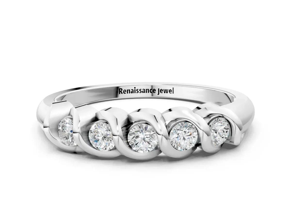 Round Diamond Eternity Band with Twist Prong Setting Platinum