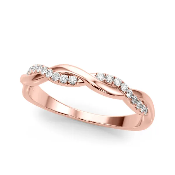 Twisted Pave Round Diamond Infinity Band with Channel Setting Rose gold