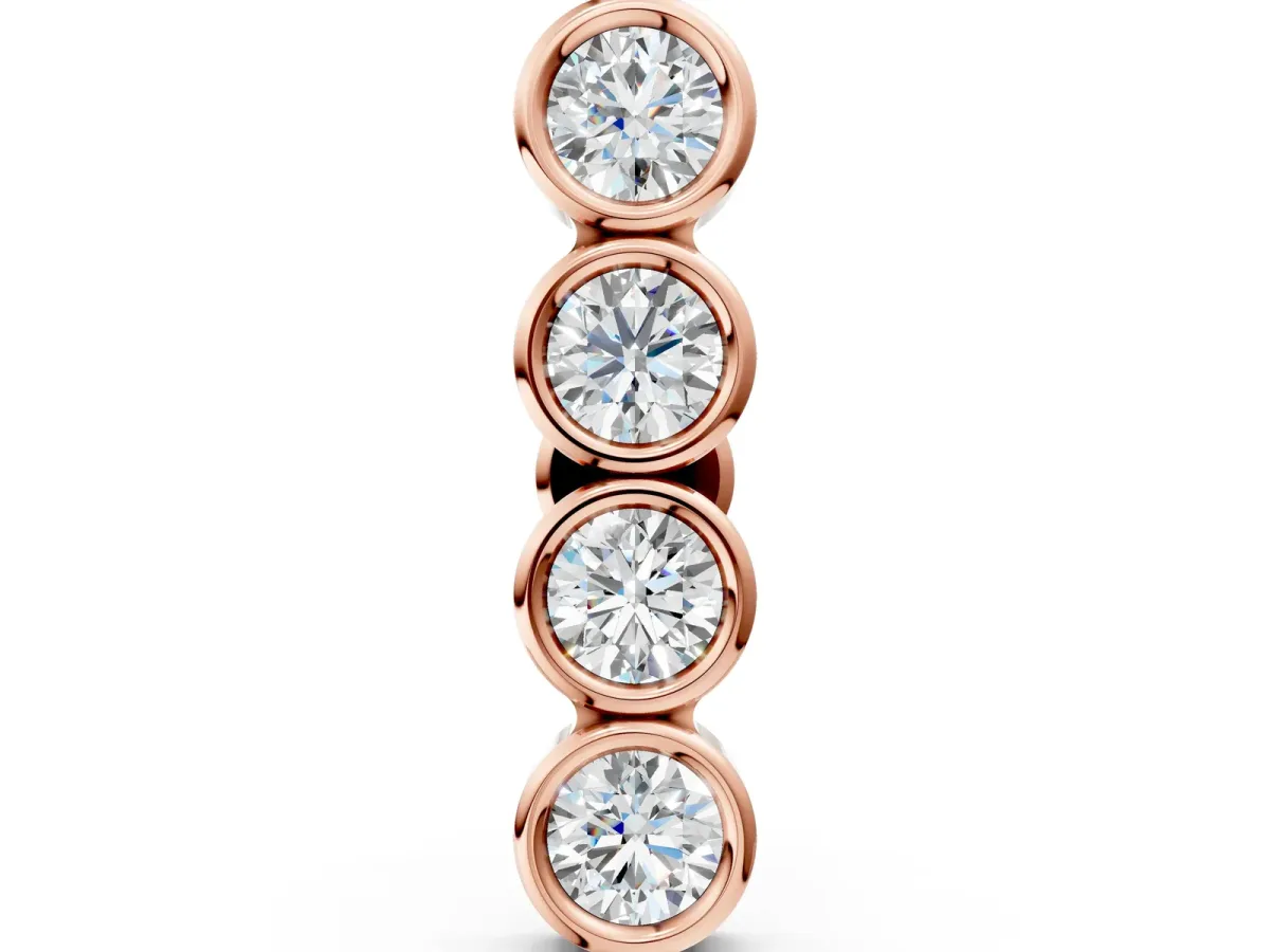 Round Diamond Row Flatback Earring Rose gold