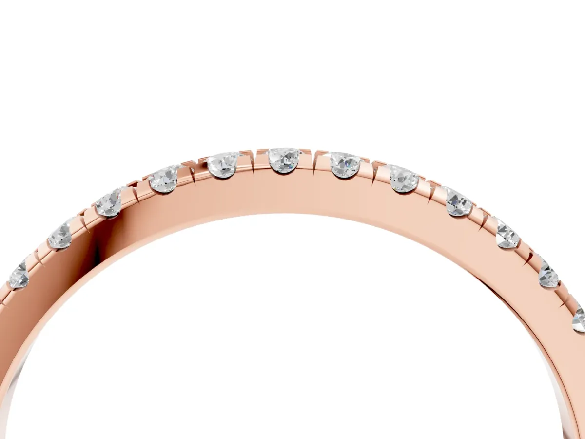 Pavé Round Diamond Half Eternity Band with Shared Prong Setting Rose gold