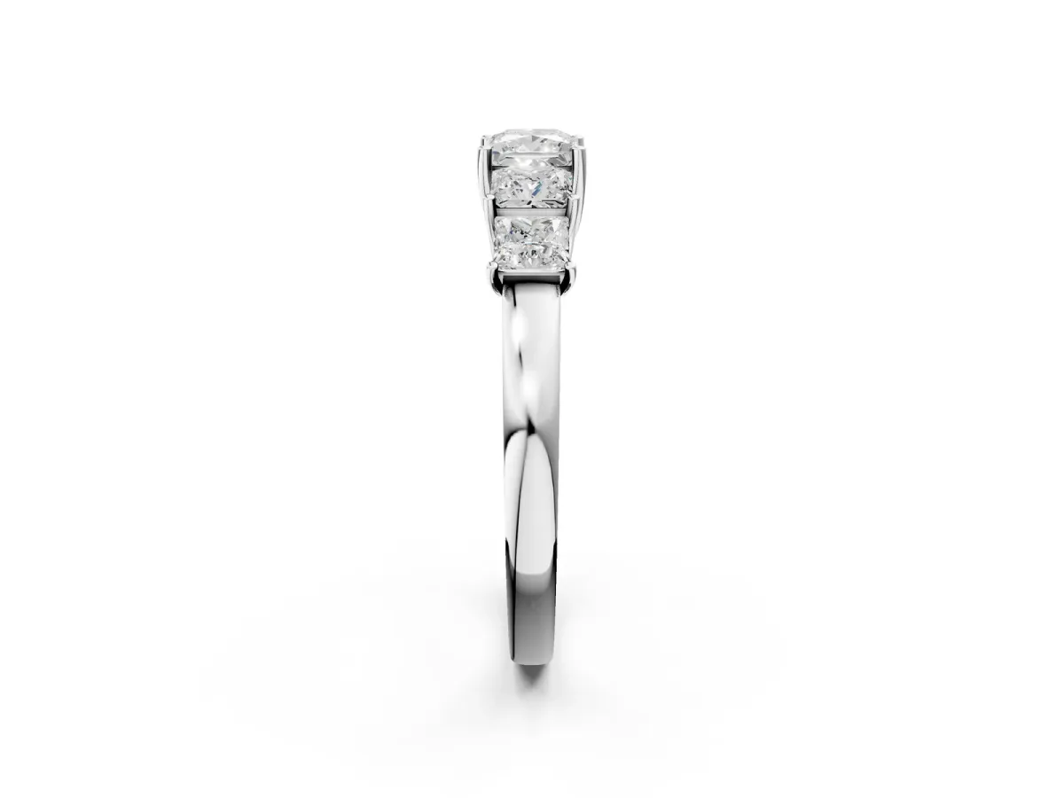 Princess Cut Five-Stone Diamond Ring with Classic Prong Setting White gold