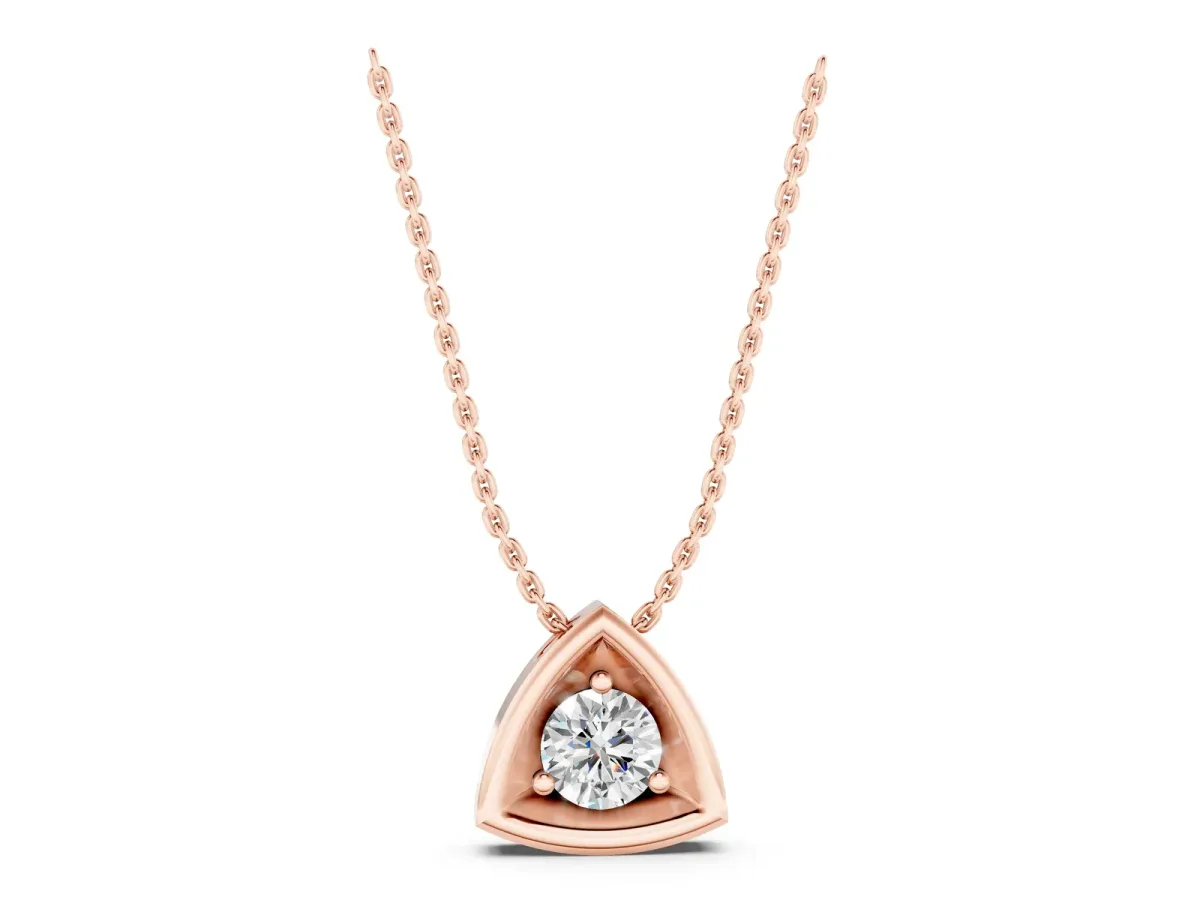 Trillion Cut Diamond Bezel Pendant Rose gold