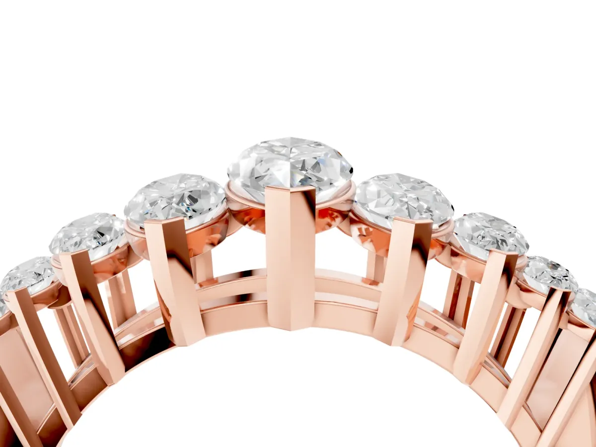 Marquise Diamond Prong Set Curved Band Rose gold