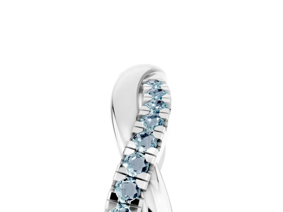 Round Aquamarine Twisted Infinity Band with Prong Setting Silver