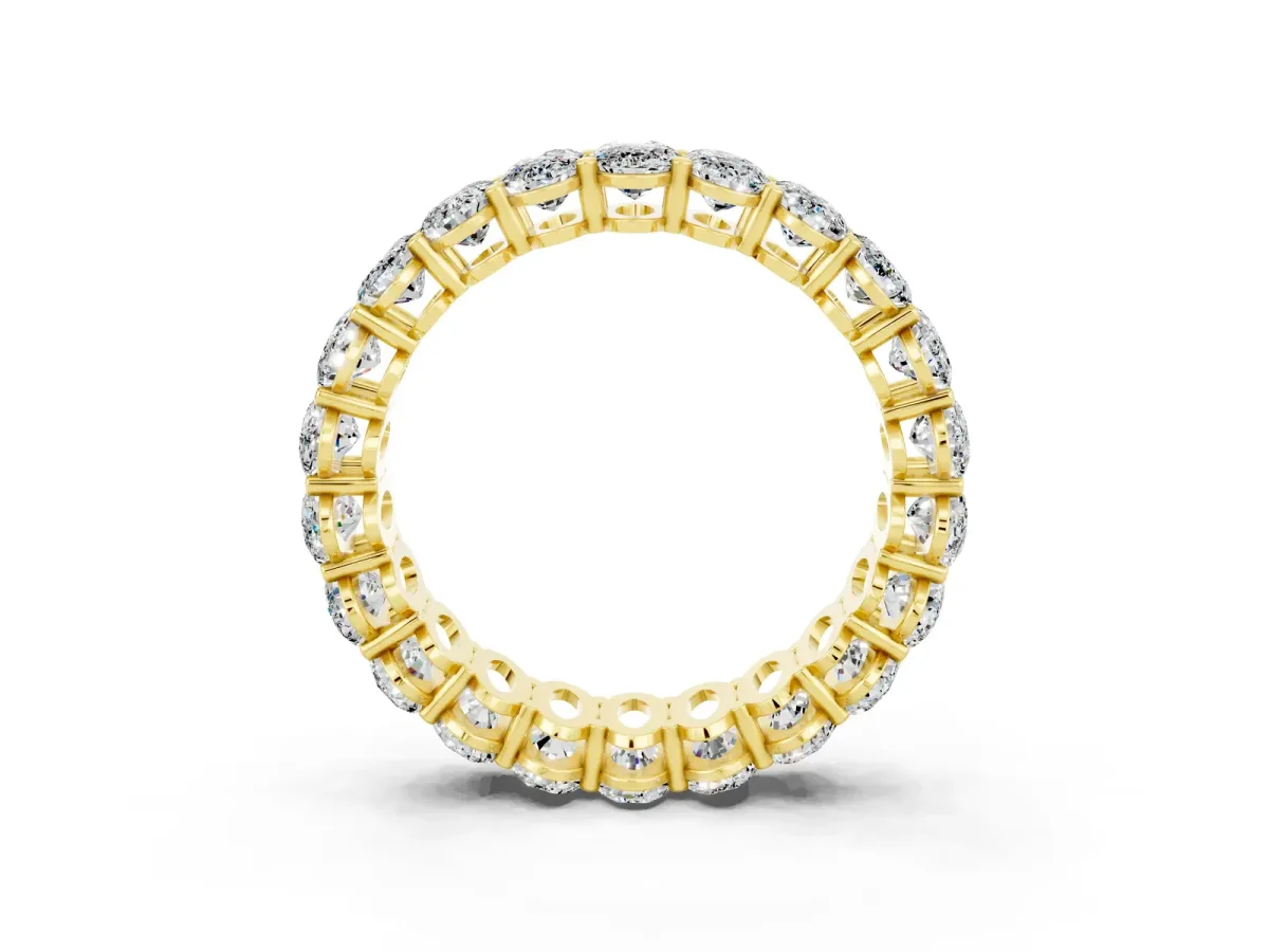 Oval Cut Moissanite Eternity Band with Shared Prong Setting Yellow gold