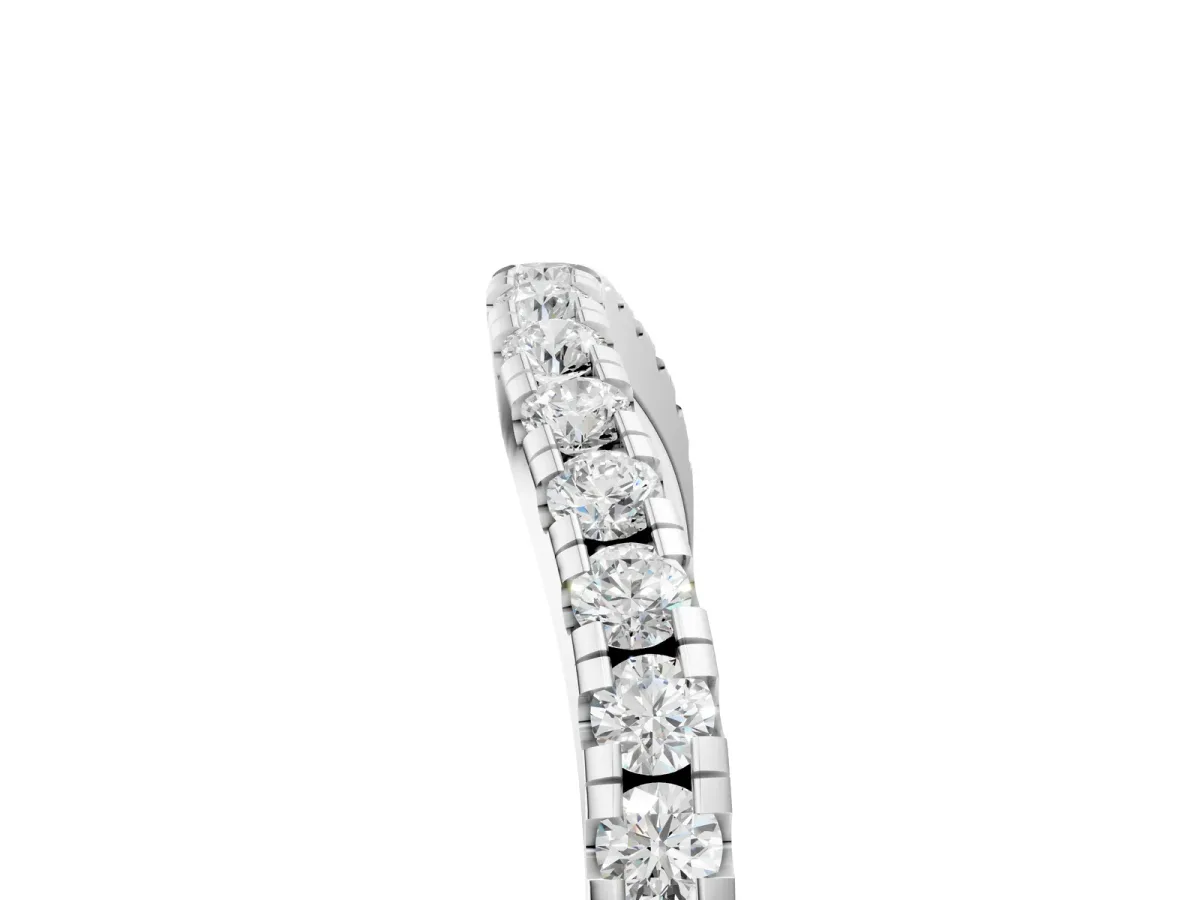 Round Diamond Pavé Half Eternity Band with Shared Prong Setting Platinum