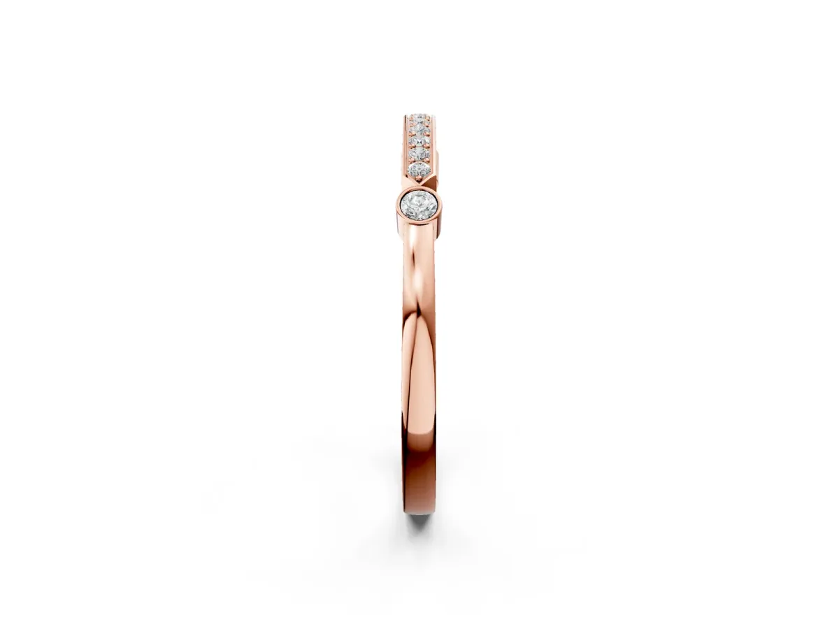 Pavé Round Diamond Bar Station Ring with Channel Setting Rose gold