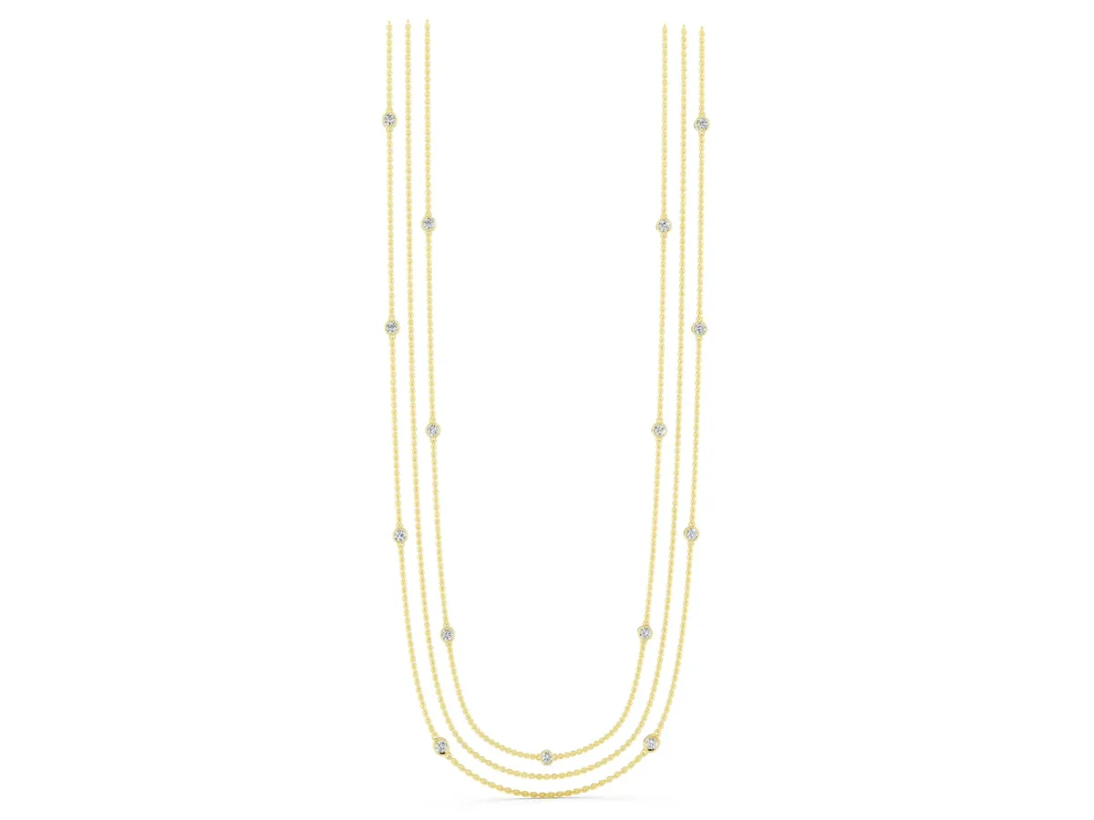 Round Diamond Station Necklace Yellow gold