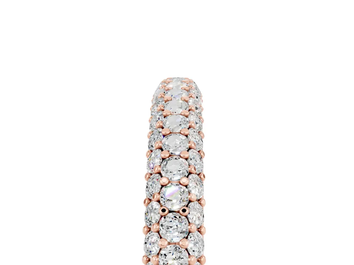 Round Moissanite Pavé Eternity Band with Shared Prong Setting Rose gold