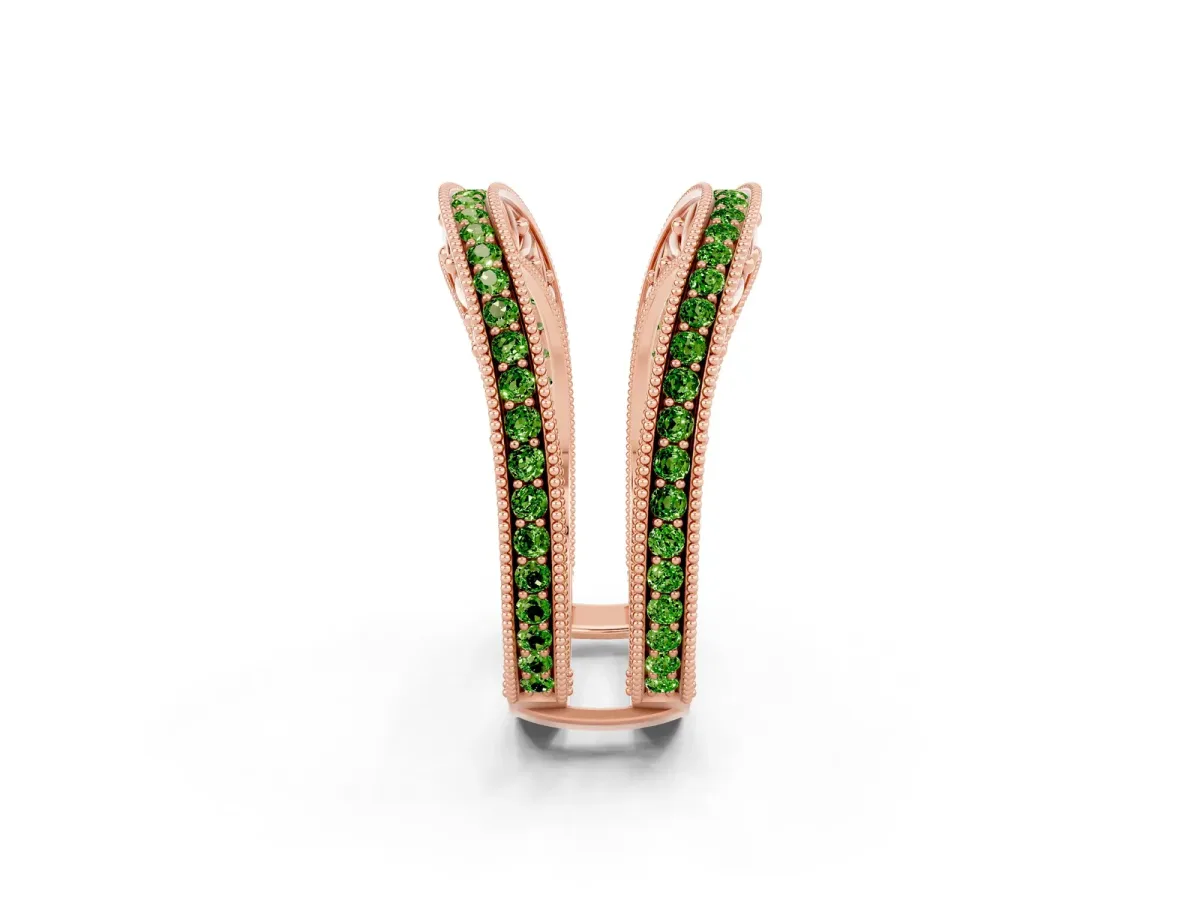 Round Peridot Milgrain Eternity Band with Channel Setting Rose gold