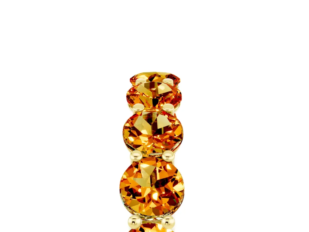 Round Citrine Shared Prong Eternity Band Yellow gold