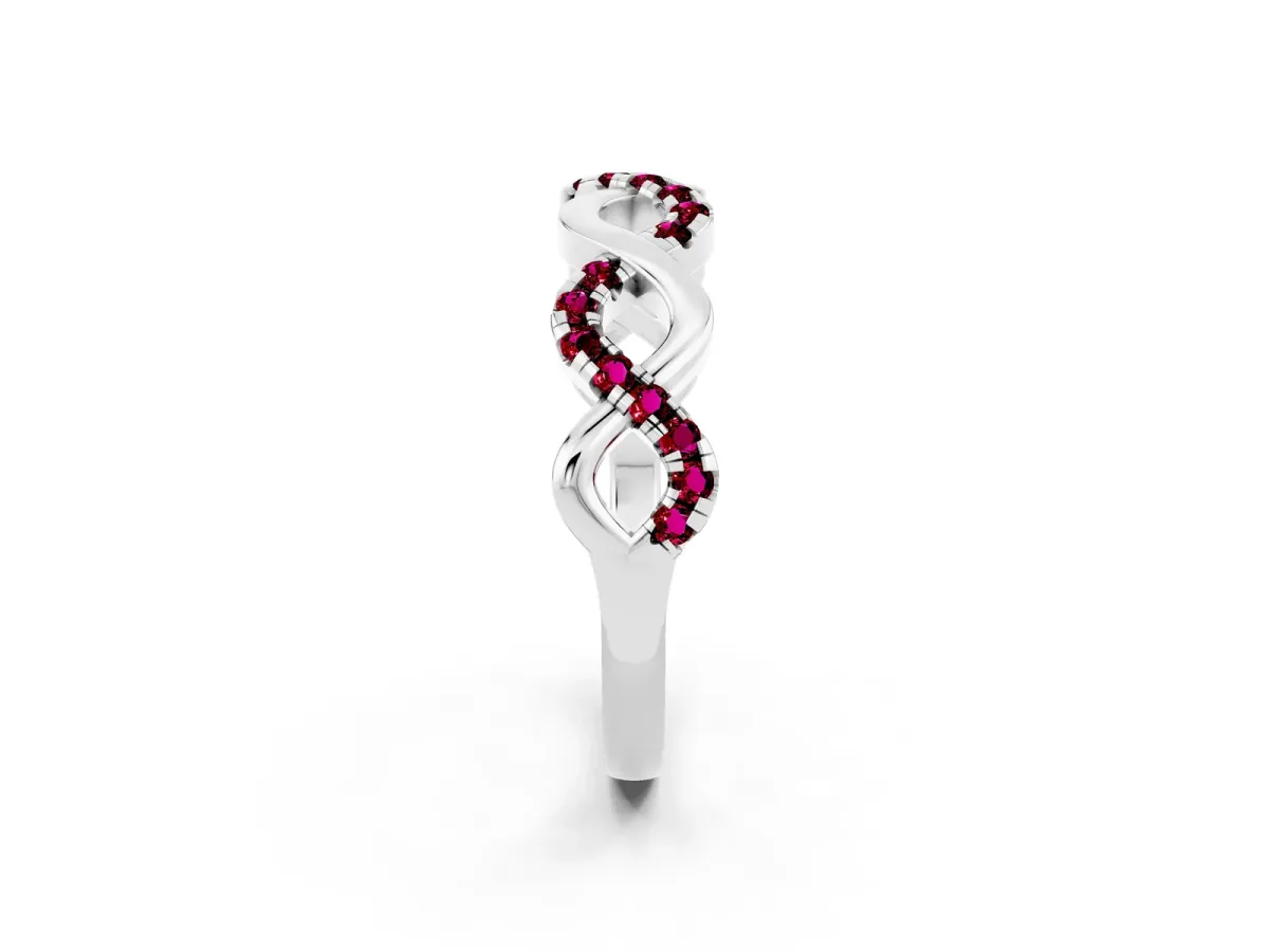 Twist Infinity Round Garnet Band with Pavé Setting Platinum