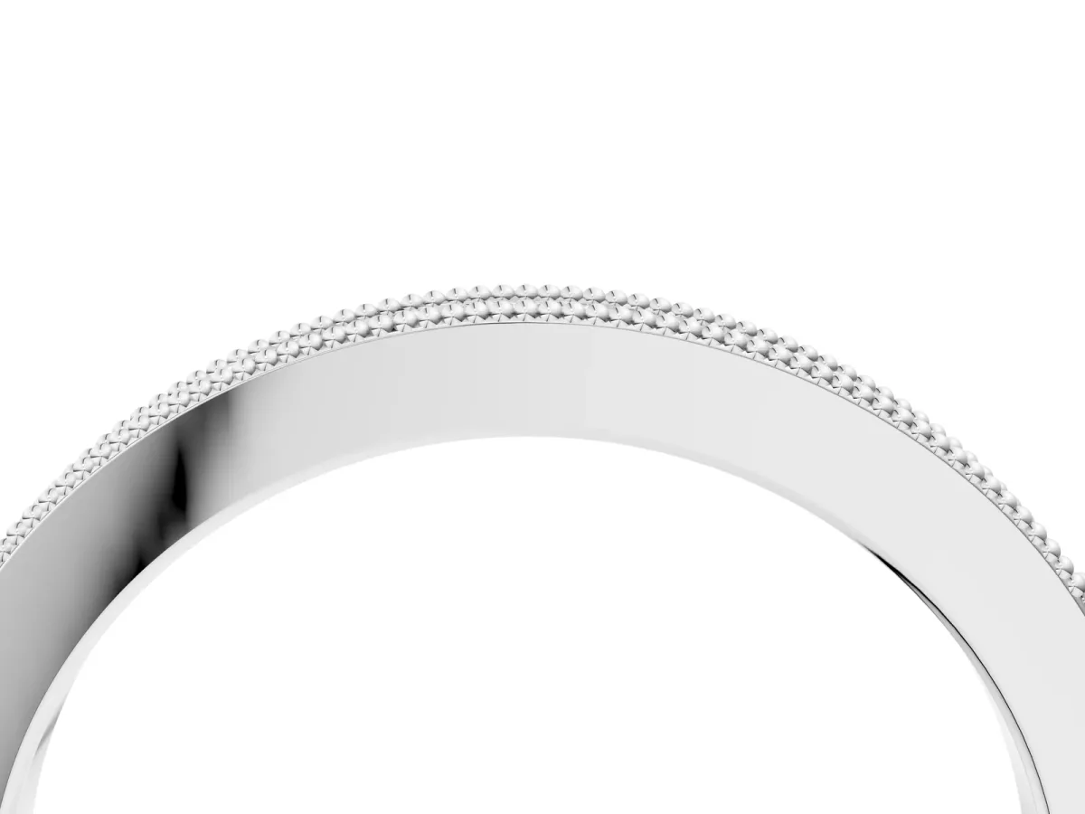 Round Cut Diamond Pavé Set Milgrain Edge Eternity Band Silver
