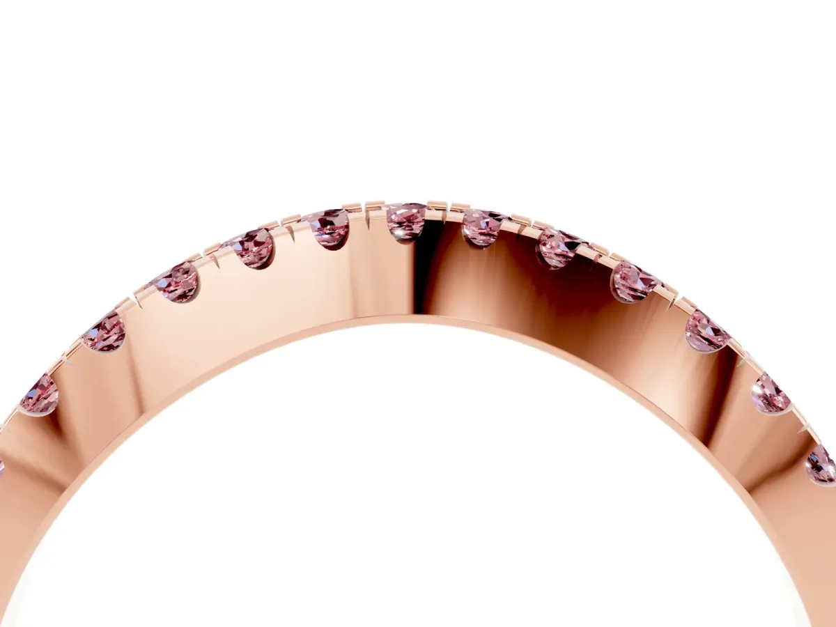 Round Morganite Pavé Curved Band with Shared Prong Setting Rose gold