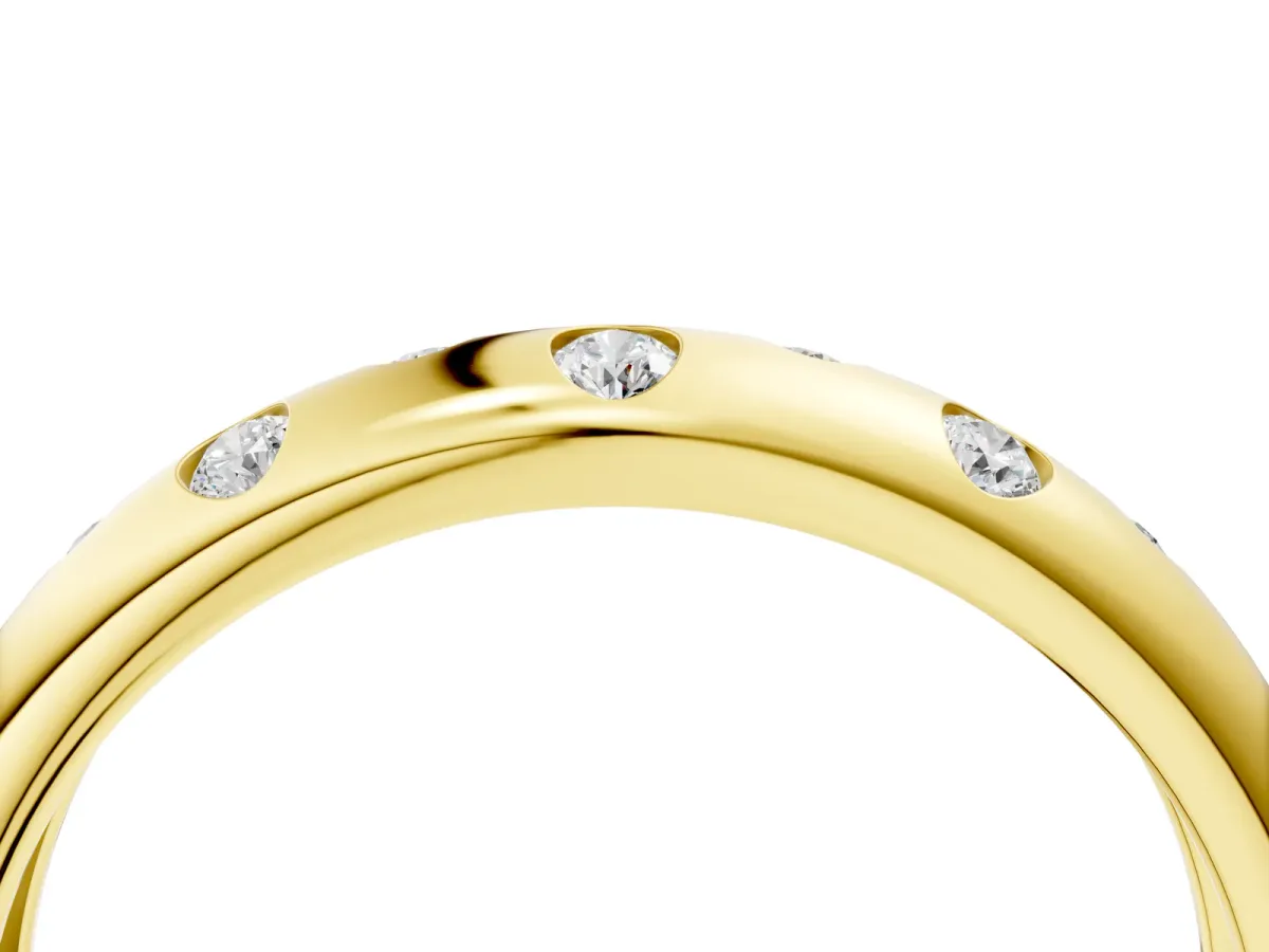 Round Diamond Flush-Set Comfort Fit Band Yellow gold