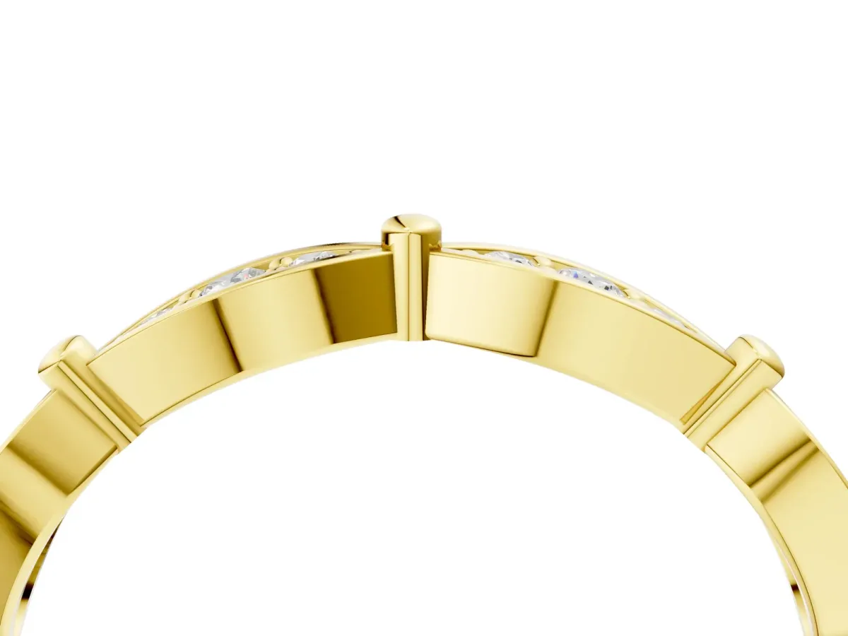 Marquise Diamond Pavé Eternity Band with Bezel Setting Yellow gold