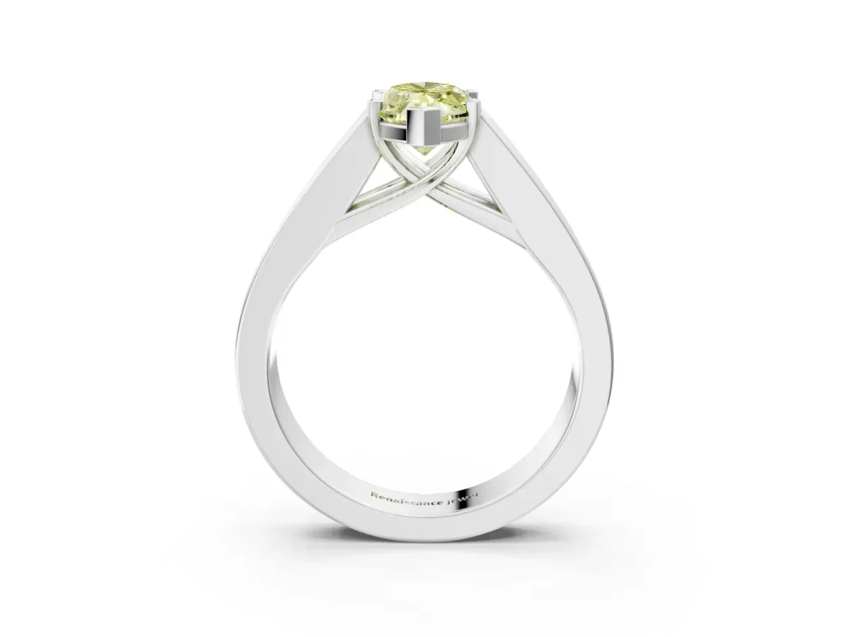 Fancy Yellow Marquise Cut Cut Channel Set Solitaire Ring with Four-Prong Setting Platinum