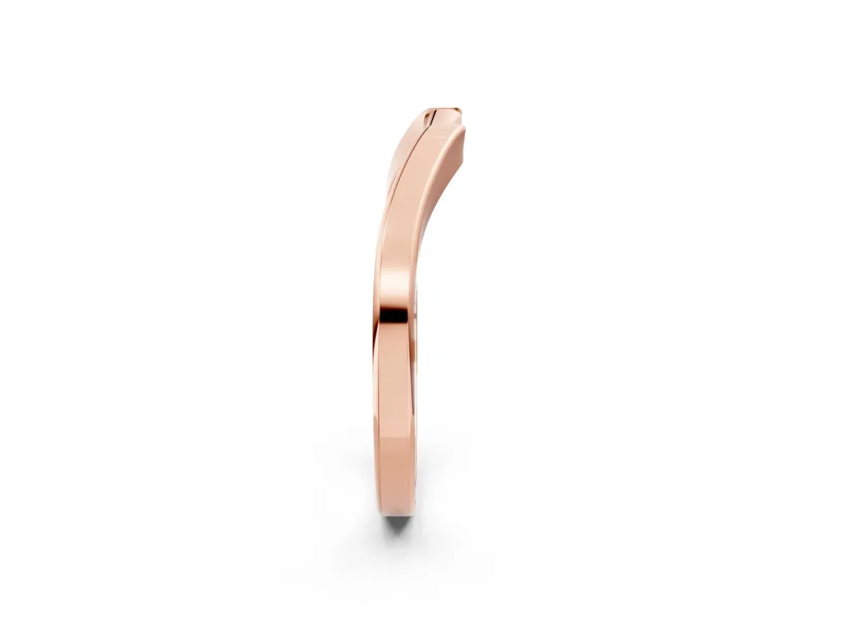 Contoured Solitaire Round Bezel Set Wedding Band Rose gold
