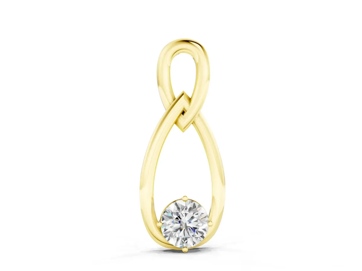 Round Solitaire Bezel Infinity Pendant Yellow gold
