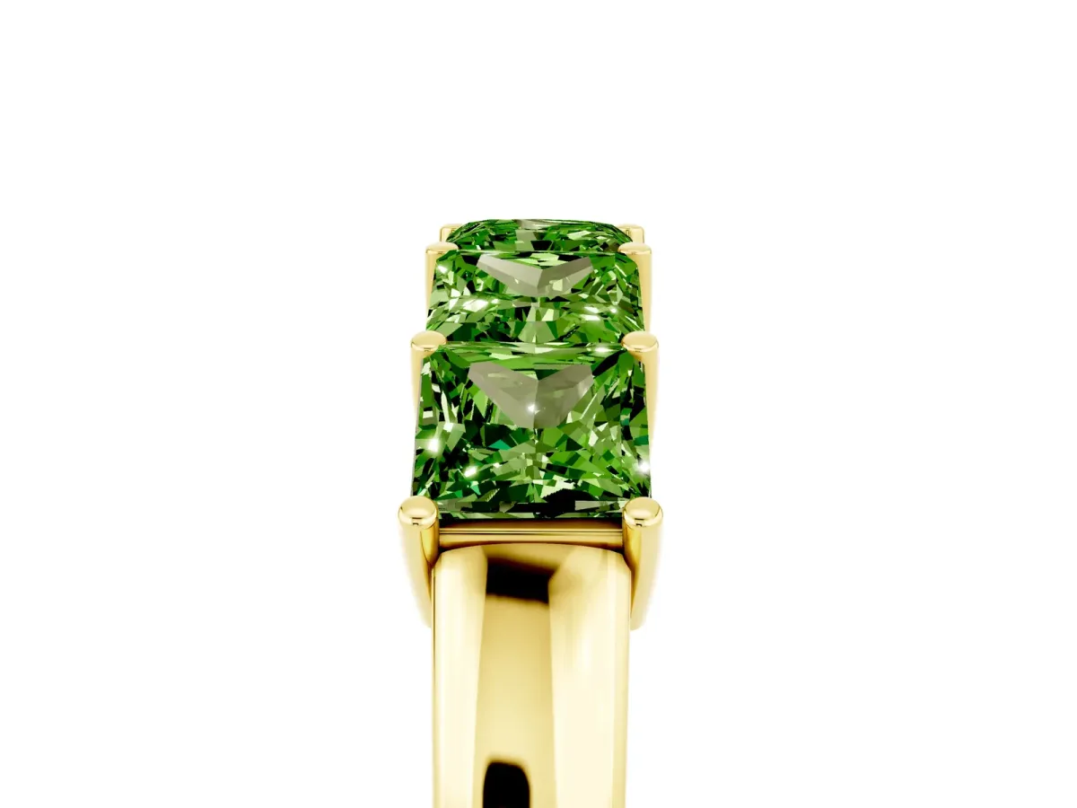 Princess Cut Five-Stone Peridot Band with Prong Setting Yellow gold