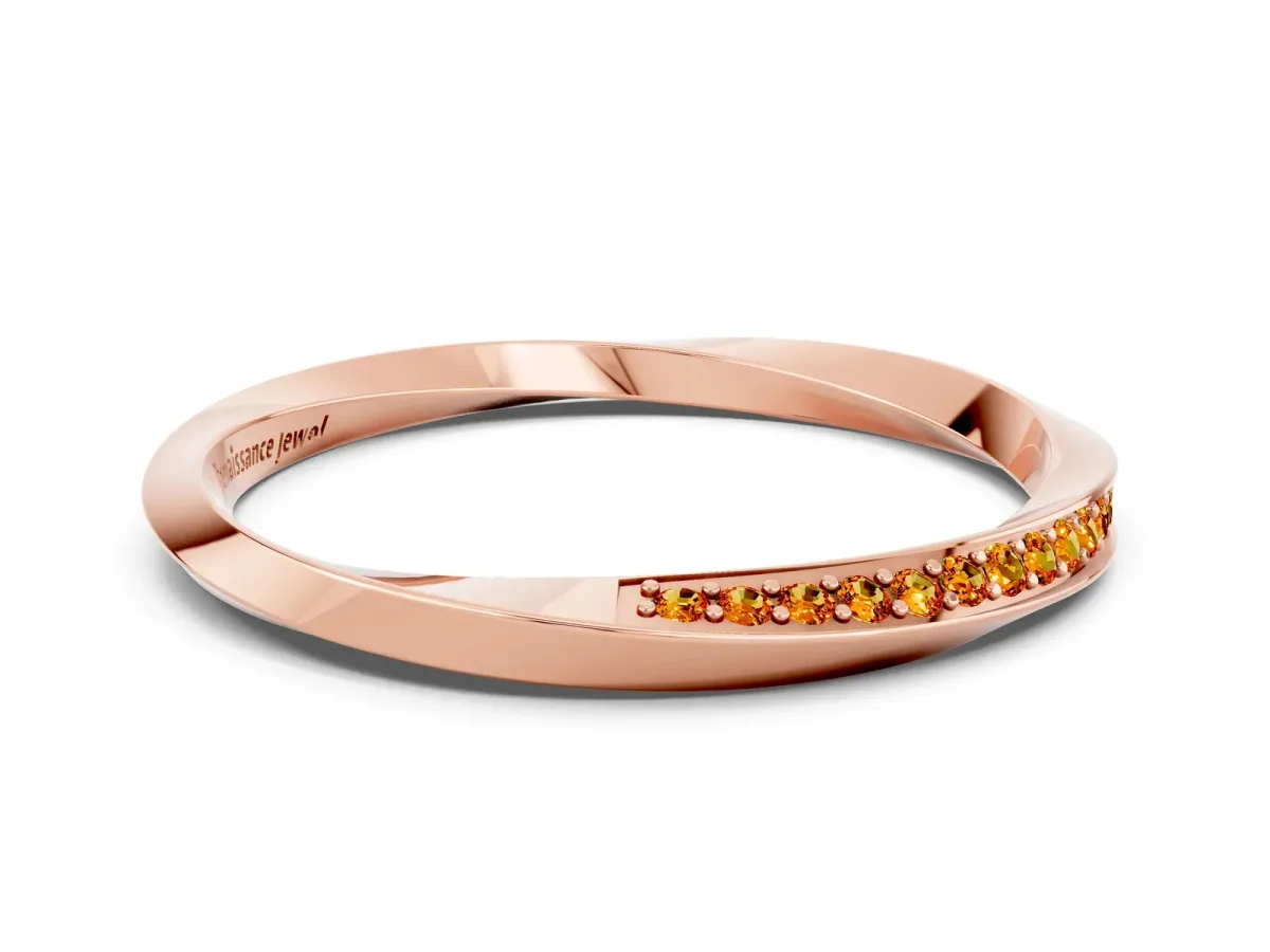 Pavé Round Citrine Twist Band Rose gold