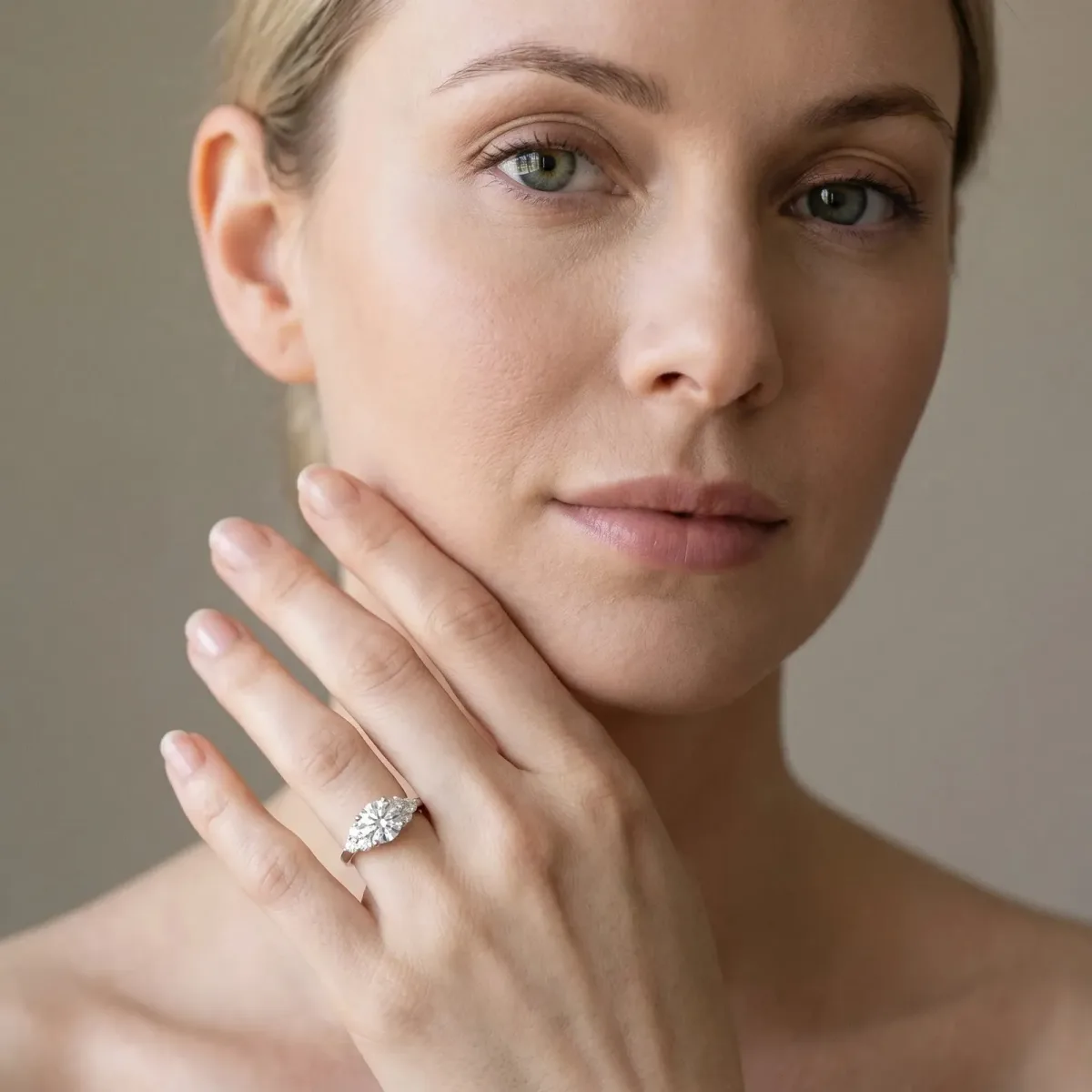 Asscher Cut Brilliant Diamond Cluster Accent Solitaire Ring with Prong Setting Platinum
