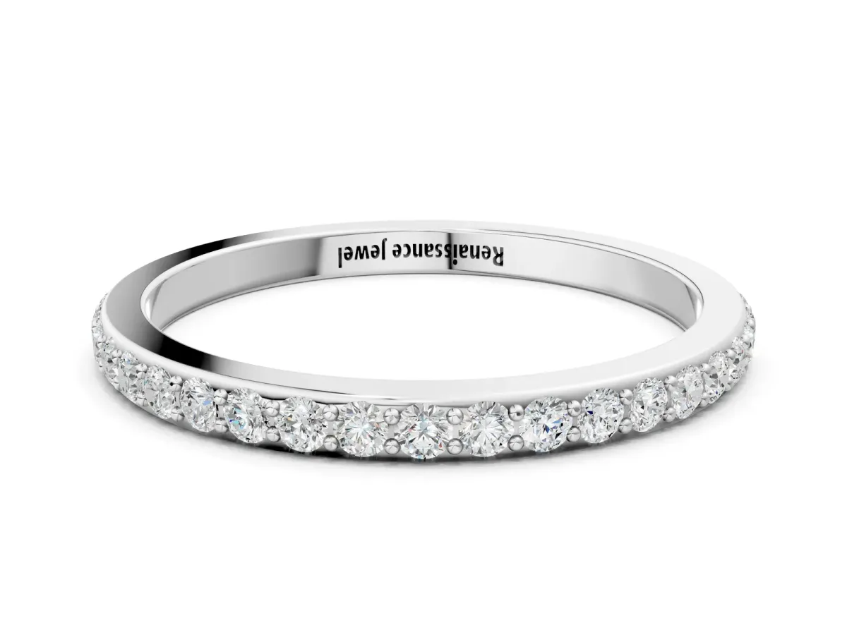 Pavé Round Diamond Eternity Band with Shared Prong Setting Platinum