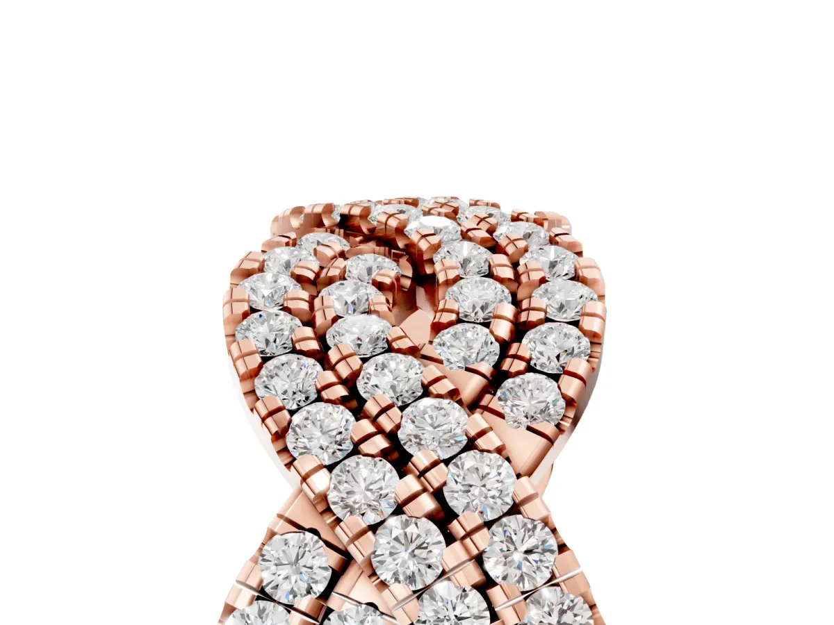 Pavé Round Diamond Infinity Twist Band with Shared Prong Setting Rose gold