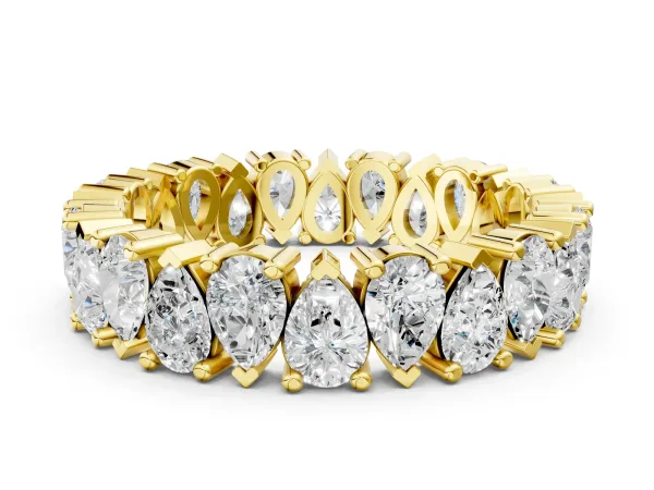 Pear Diamond Shared Prong Eternity Band Yellow gold