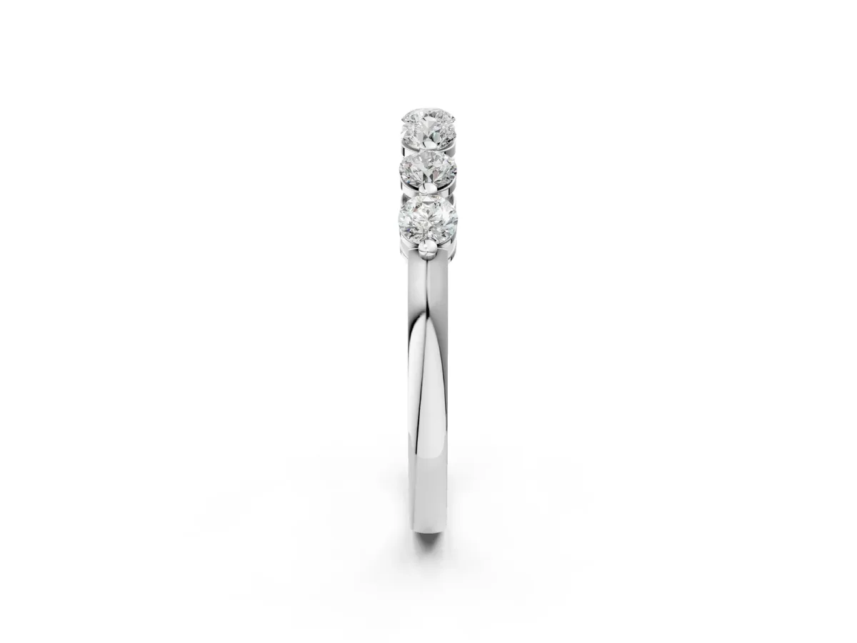 Round Cut Diamond Prong Set Half Eternity Band Platinum