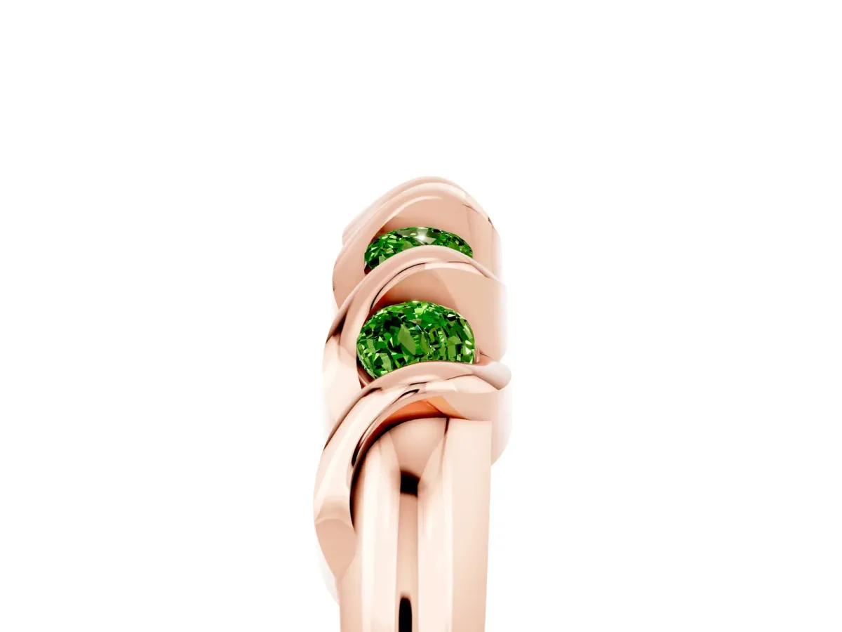 Round Peridot Eternity Band with Twist Prong Setting Rose gold