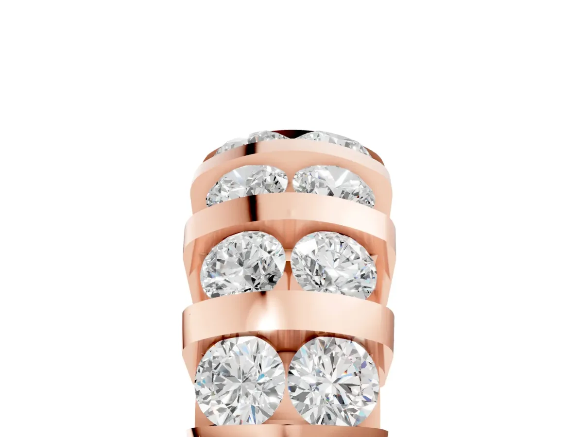 Channel-Set Round Diamond Multi-Row Band Rose gold