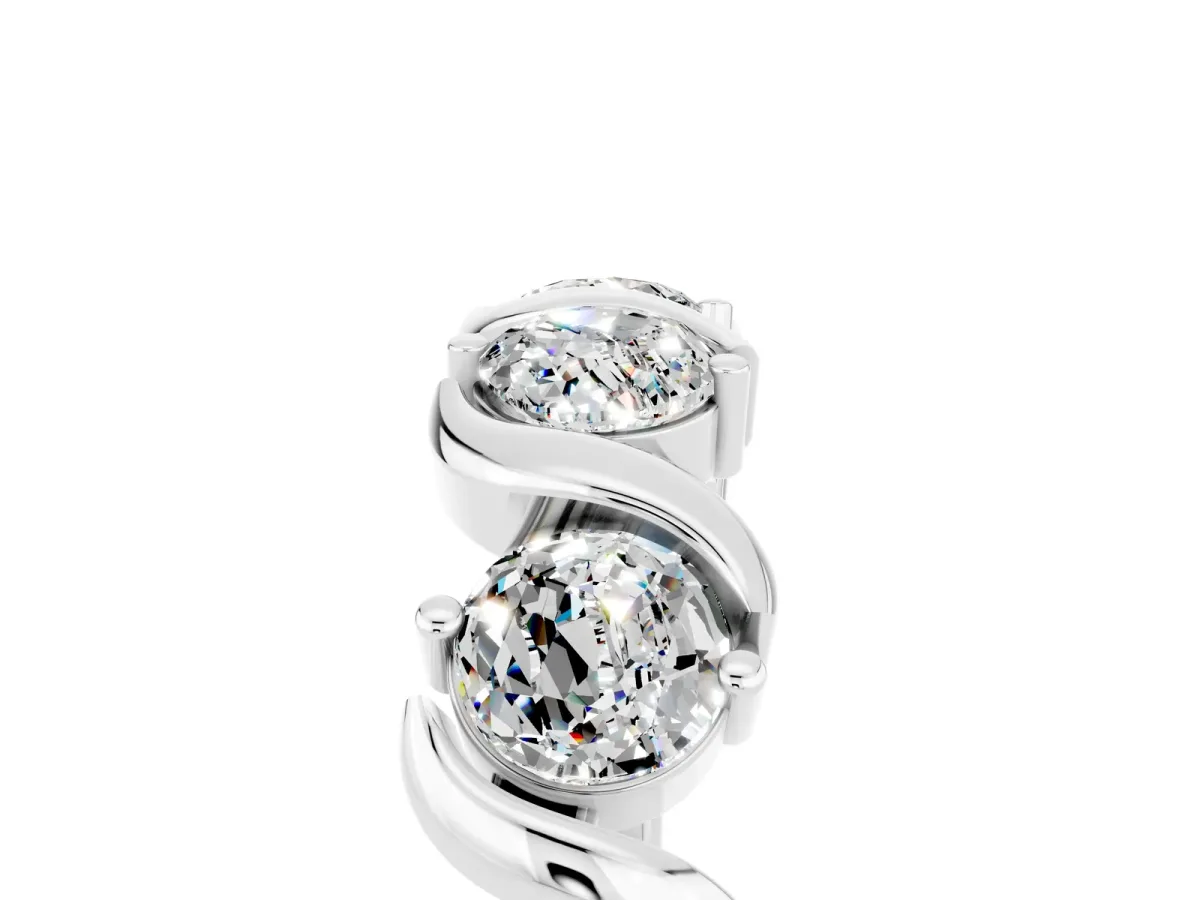 Six-Stone Round Moissanite Wave Band with Shared Prong Setting White gold