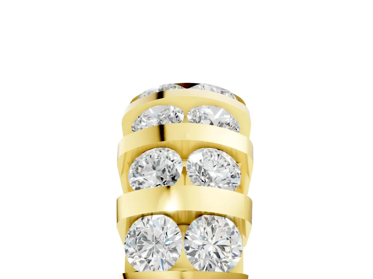 Channel-Set Round Diamond Multi-Row Band Yellow gold