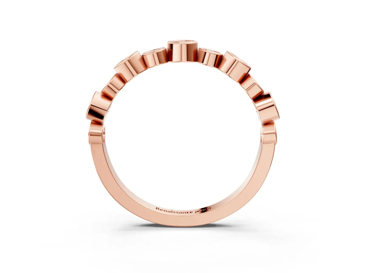 Bezel Set Round Diamond Half Eternity Band Rose gold