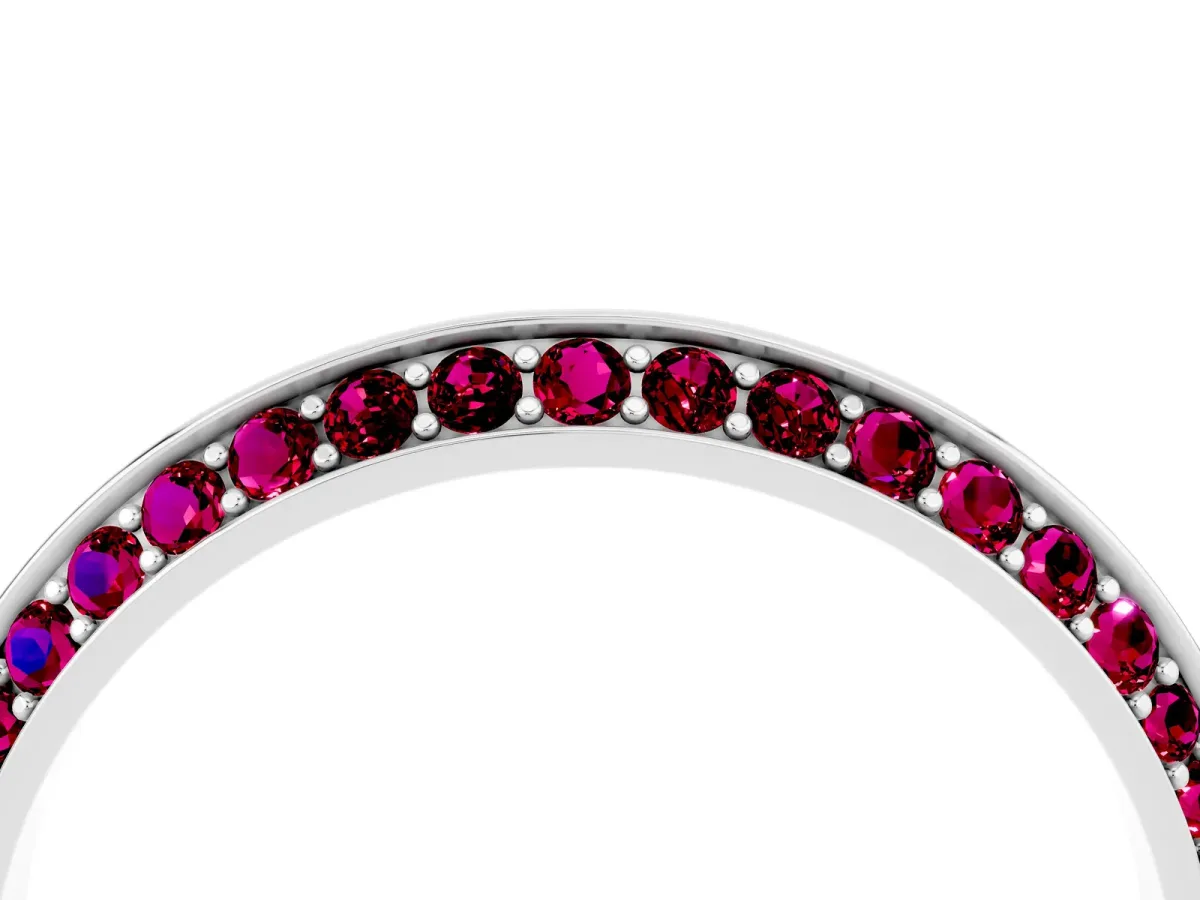 Double Row Pavé Round Garnet Eternity Band with Channel Setting White gold