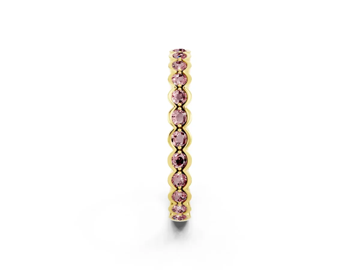 Round Morganite Bezel Set Eternity Band Yellow gold